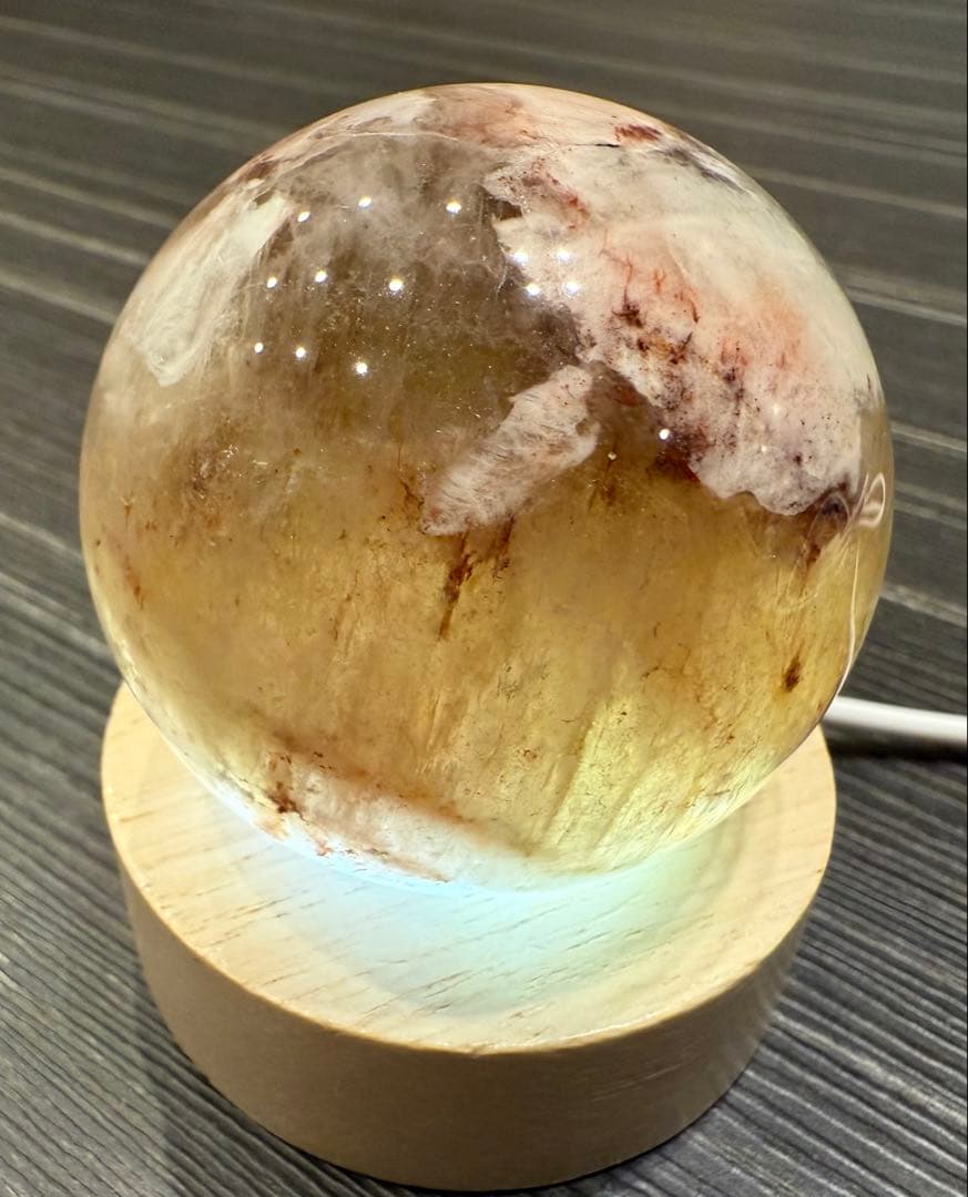 希少♡ 美しい ファイヤークォーツ共生 ムーンストーン スフィア 丸玉 天然石