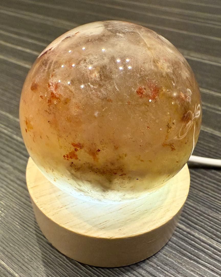 希少♡ 美しい ファイヤークォーツ共生 ムーンストーン スフィア 丸玉 天然石