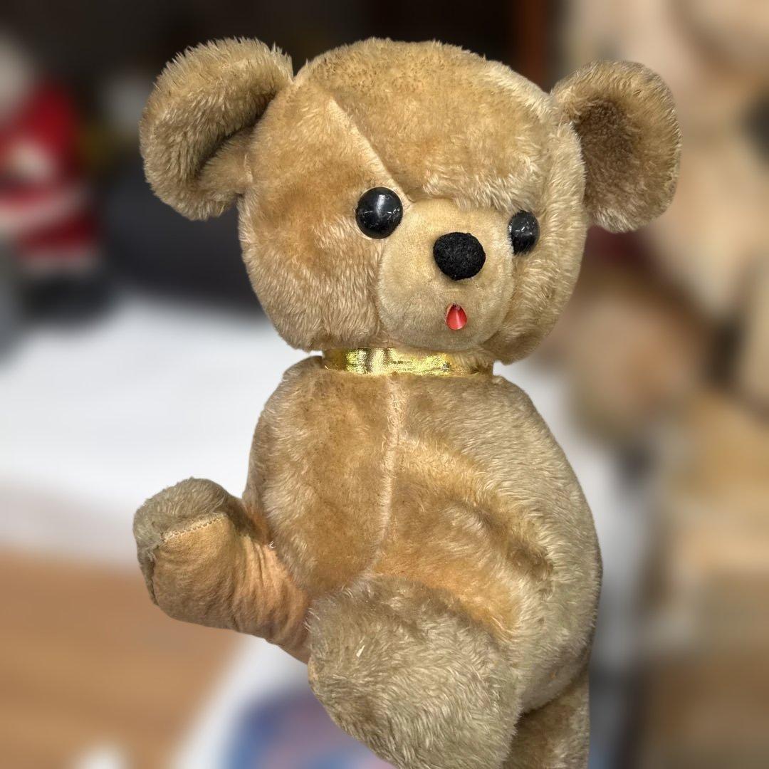 ベージュのぬいぐるみ 赤い舌付き 約50cm vintage