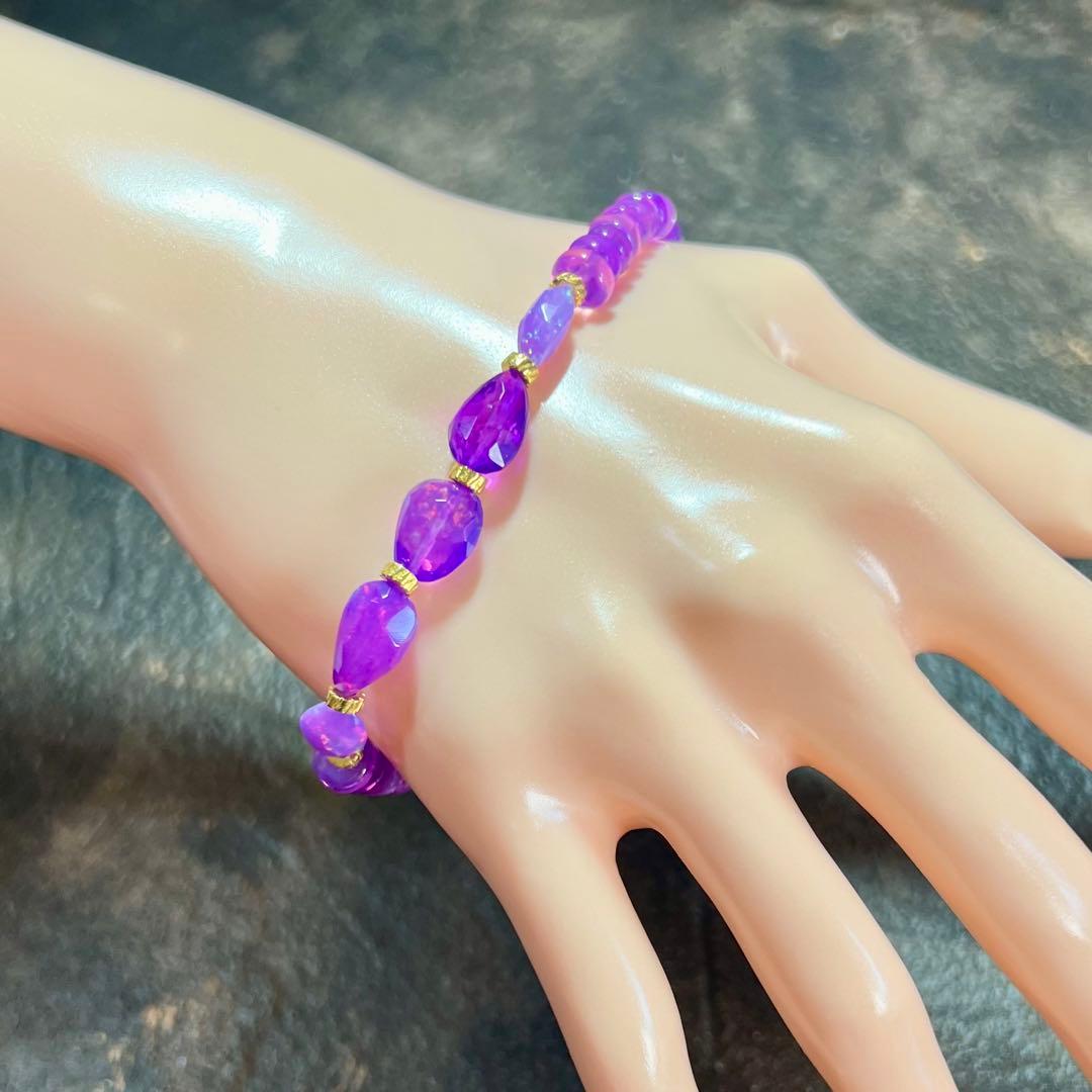 パープルファイヤーオパール　タンブルブレスレット　ラベンダー　2