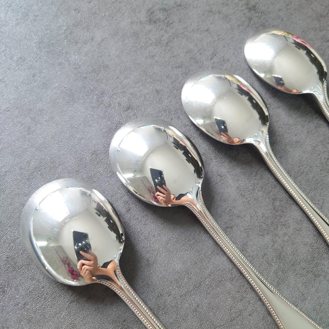 希少 美品 クリストフル パール コンソメスプーン 4点