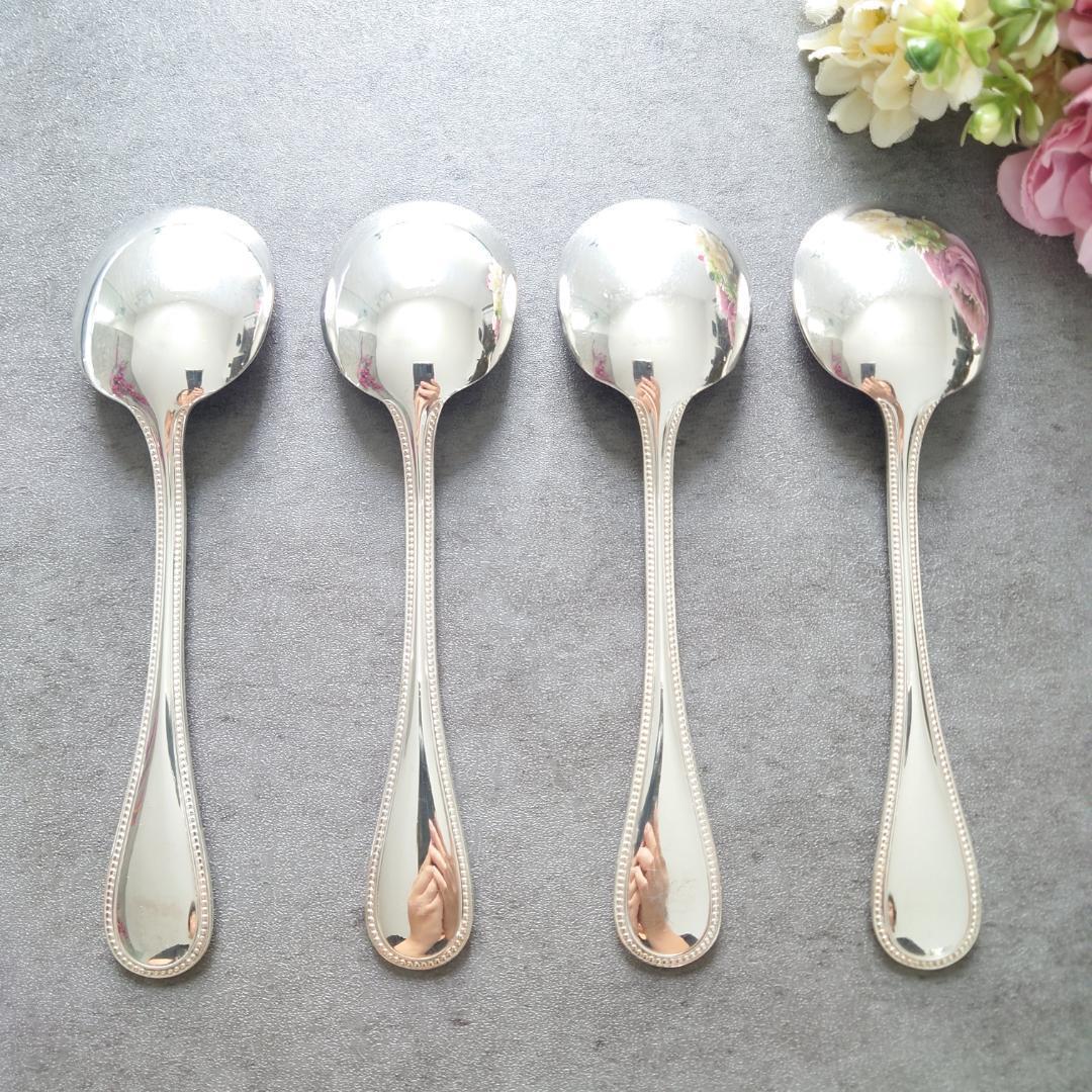 希少 美品 クリストフル パール コンソメスプーン 4点