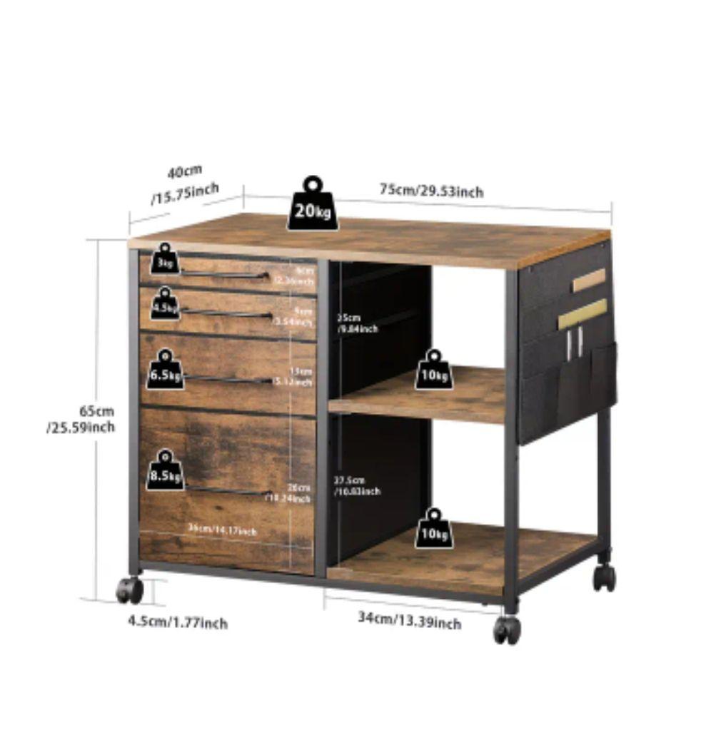 棚・シェルフ・ラック YeTom Side Cabinet Desk Wagon 4 tier