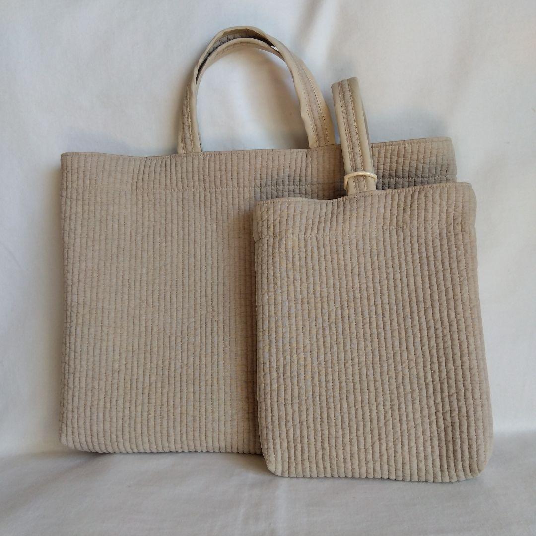 リボン刺繍☆レッスンバッグ 上履き入れ 2点セット☆ ヌビバッグ 入学