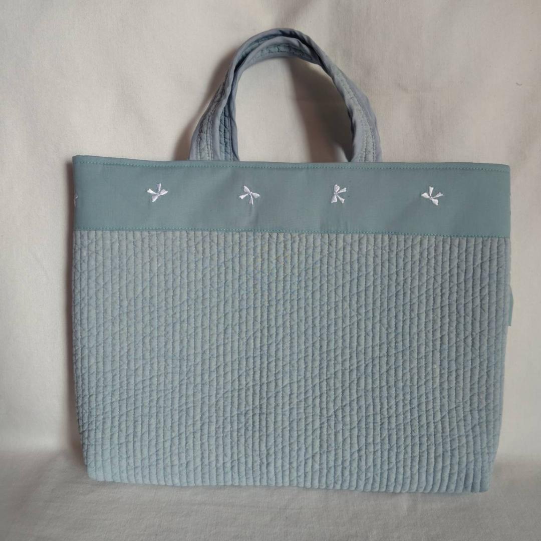 リボン刺繍☆レッスンバッグ 上履き入れ 2点セット☆ ヌビバッグ 入学