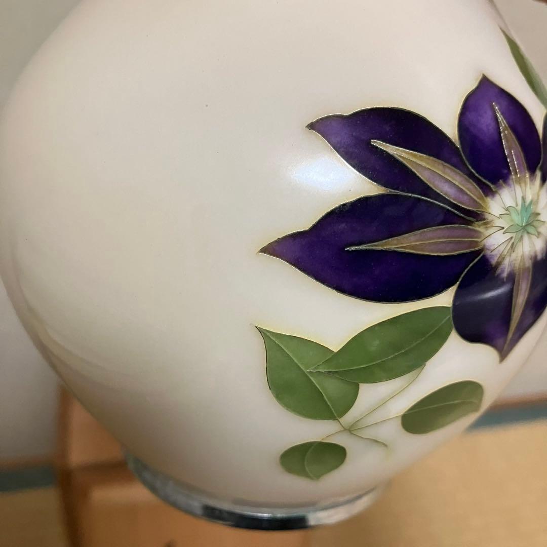 七宝焼　花瓶　田村幸夫