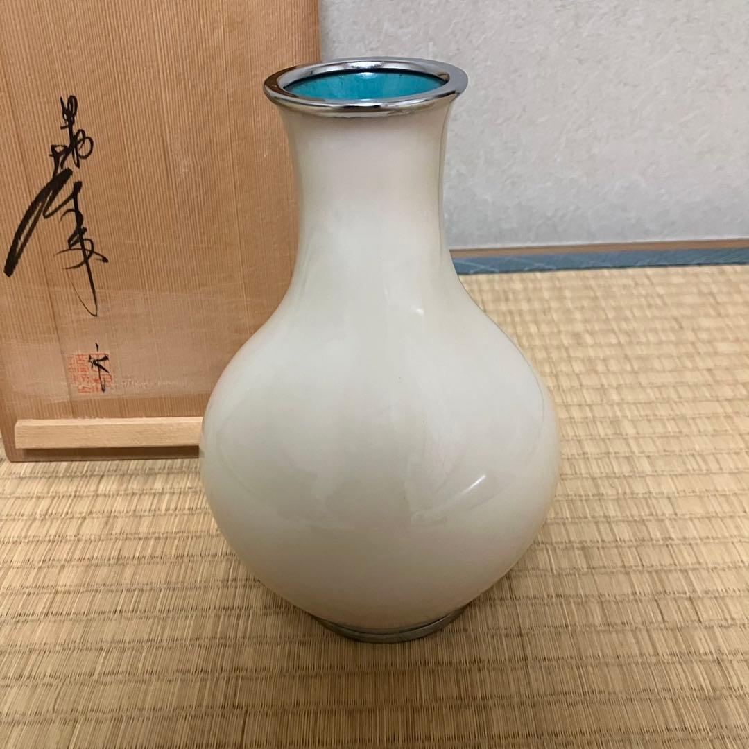 七宝焼　花瓶　田村幸夫