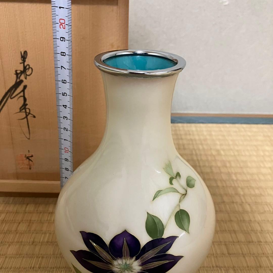 七宝焼　花瓶　田村幸夫