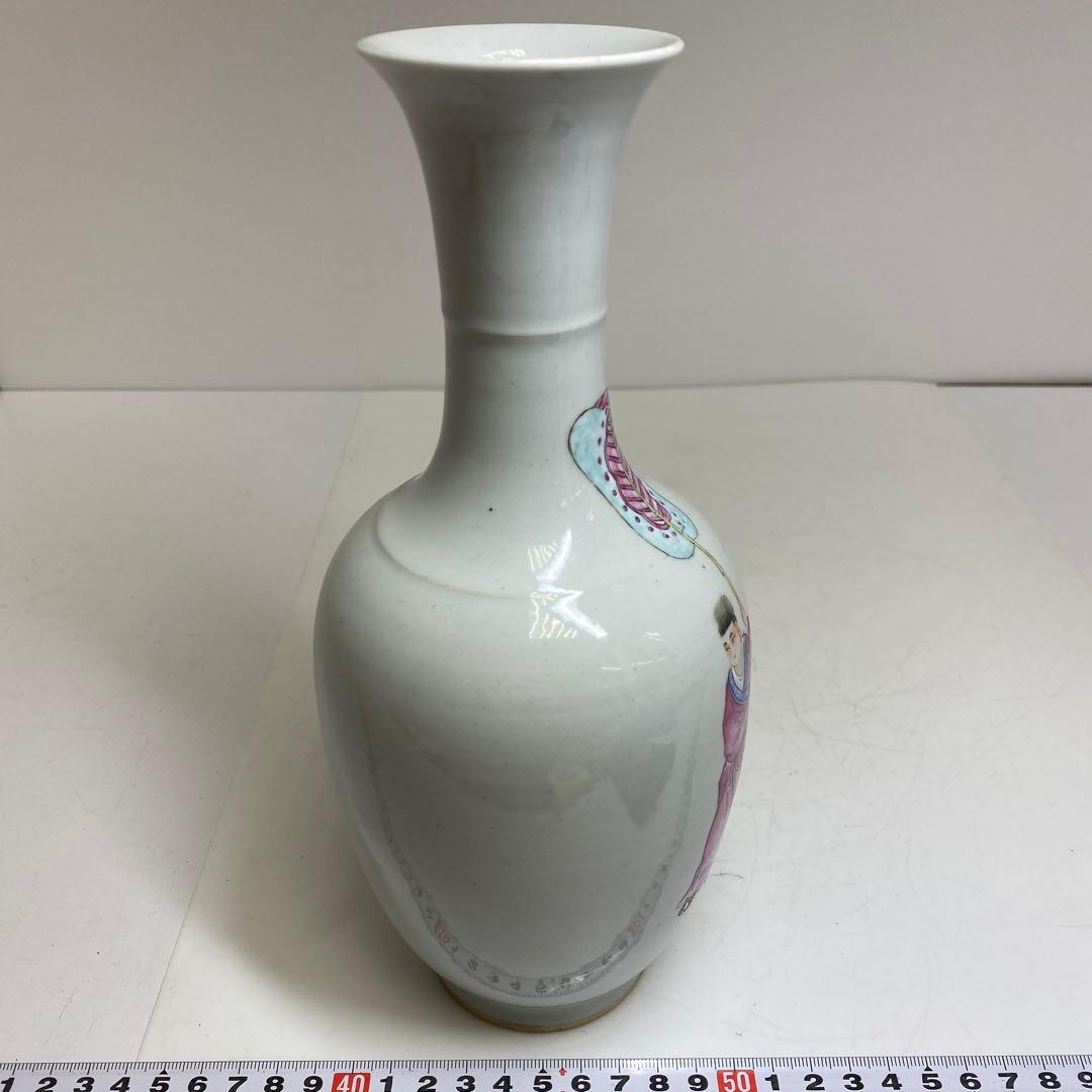 中国清朝時代　粉彩人物画　花入　高さ　25㎝　トサチ　東な8-0121☆2F