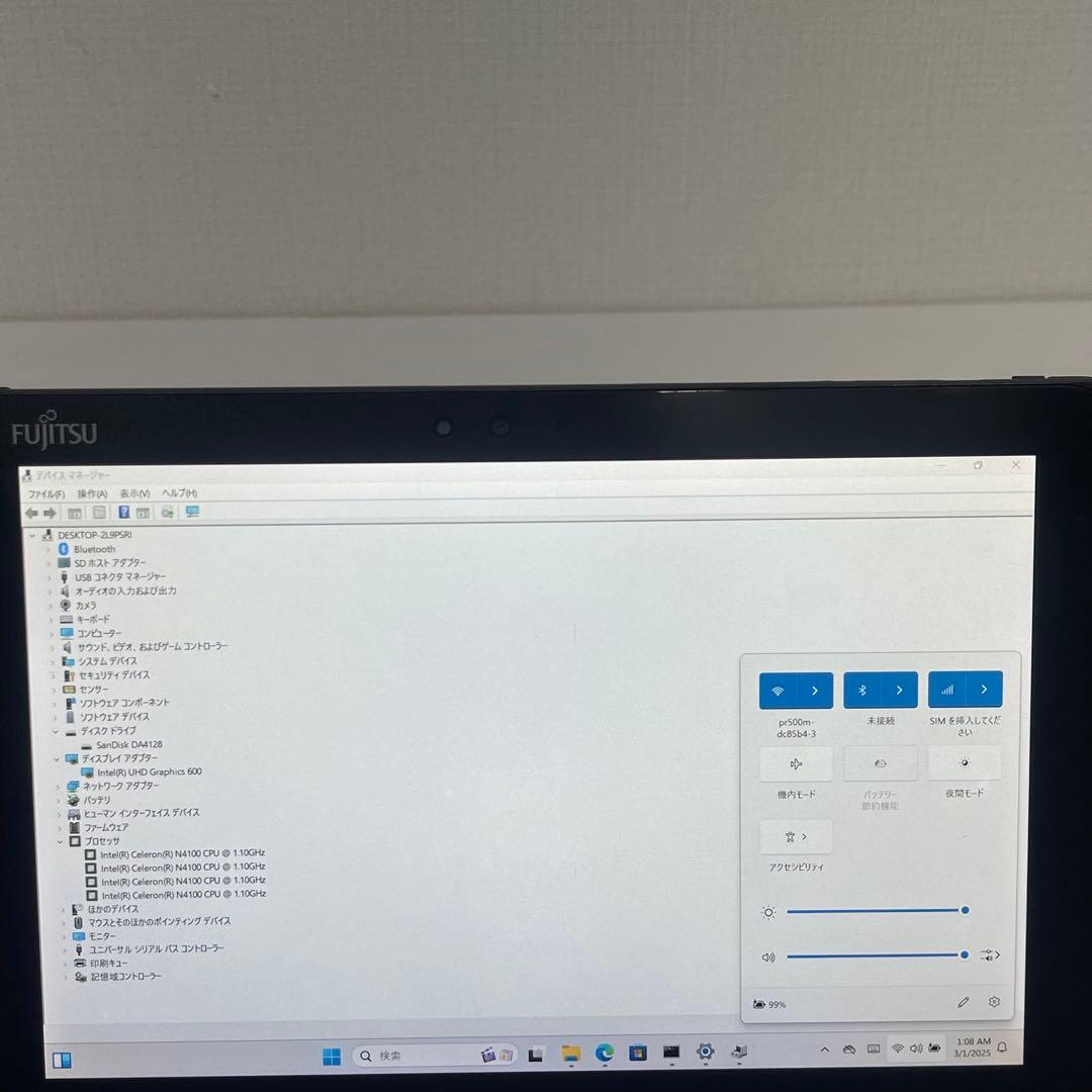#384 富士通ARROWS Tab Q509/VB Celeron N4100