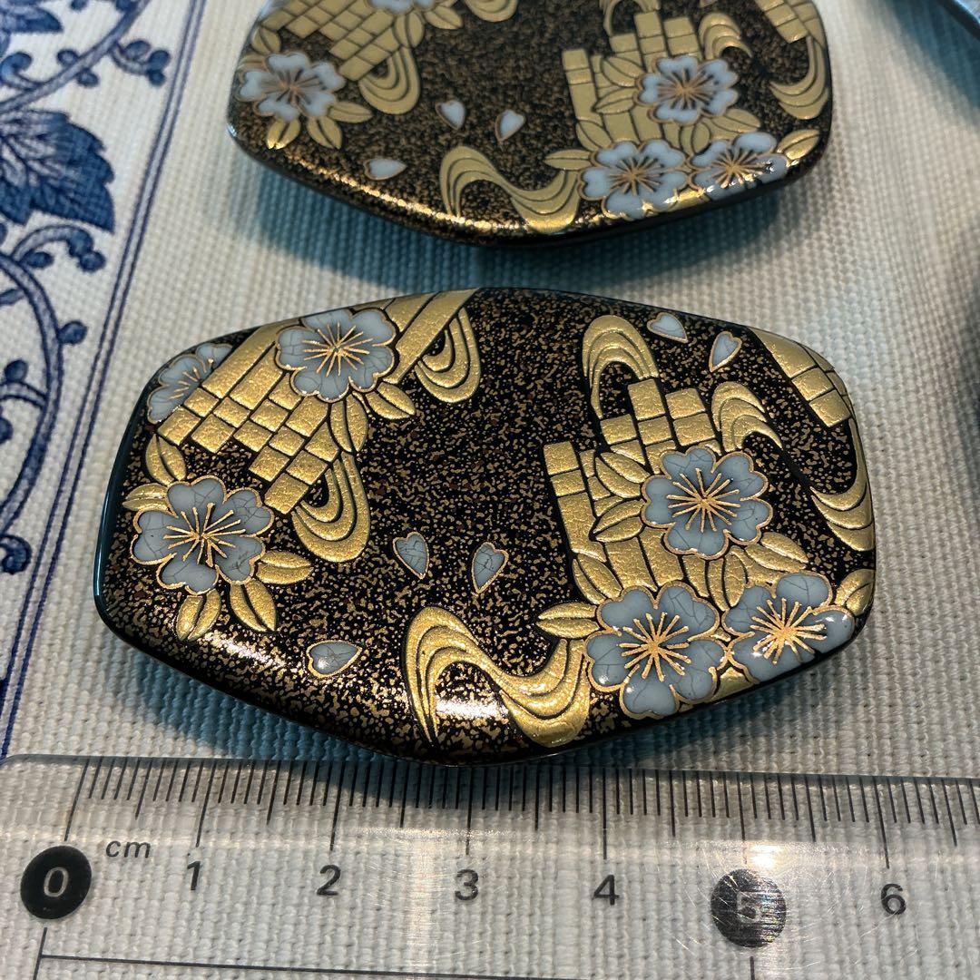 幸楽窯　金箔と桜　高級陶磁器製箸置き5個　木箱入り未使用保管品