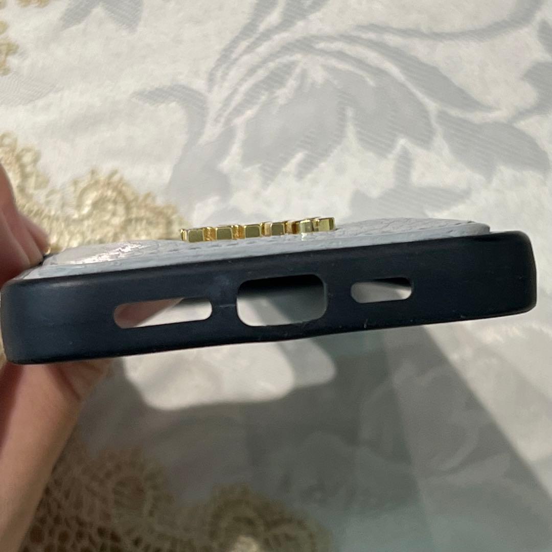 MIU MIU レザー iPhone13 Proケース カードポケット 水色