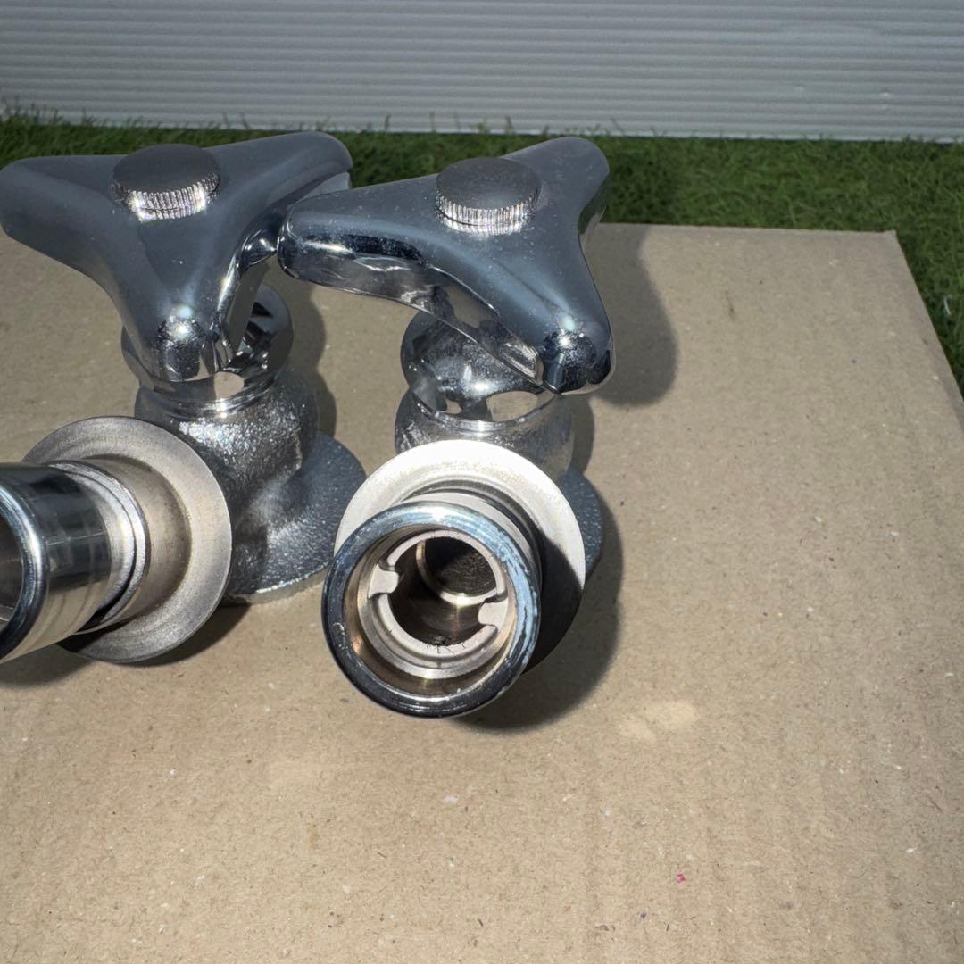 金属製シルバー蛇口2個セット L字型散水用バルブ ［2260］