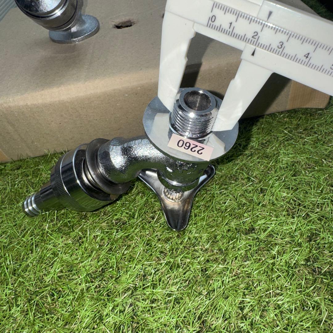 金属製シルバー蛇口2個セット L字型散水用バルブ ［2260］