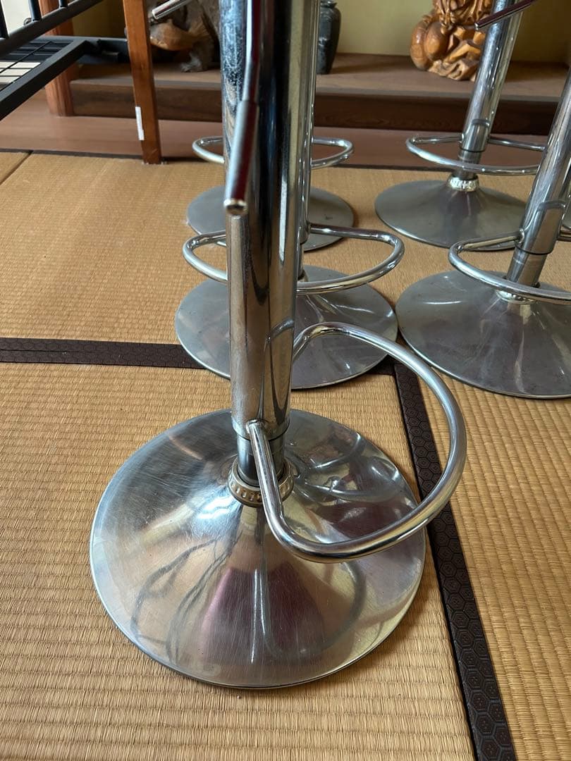 引き取り可 カウンターチェア 7脚セット レッド 昇降式 バーチェア