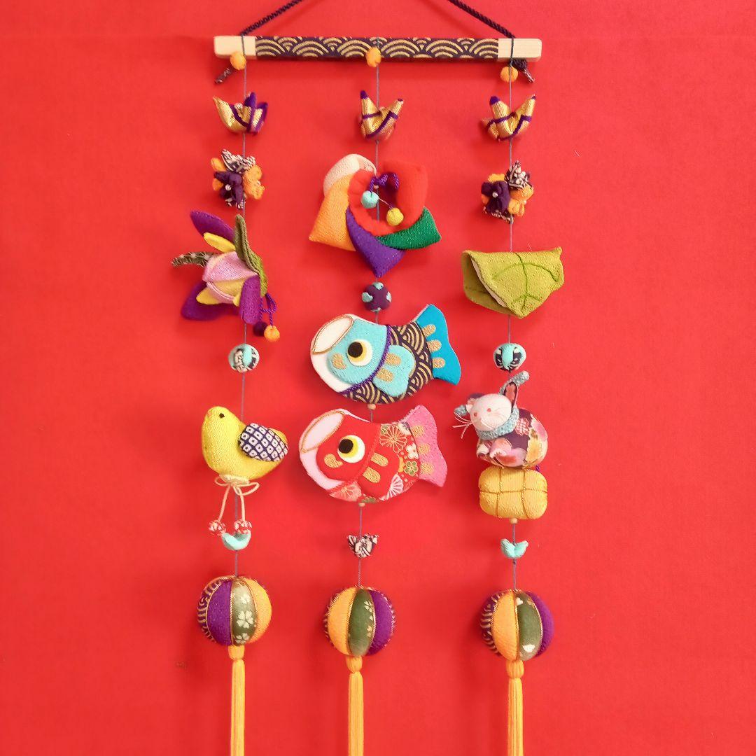 ちりめん細工✿端午の節句⁠の鯉のぼり✿つるし飾り（黄）