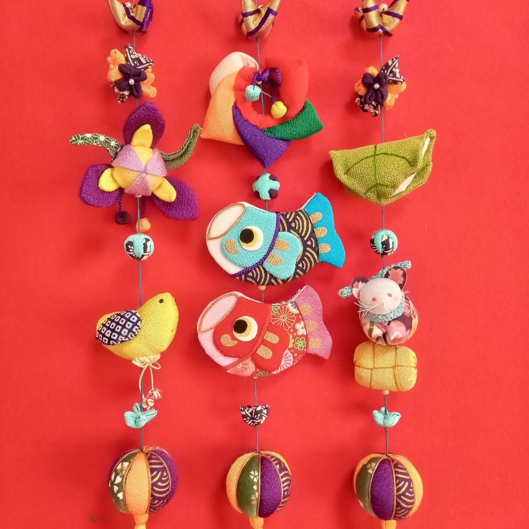 ちりめん細工✿端午の節句⁠の鯉のぼり✿つるし飾り（黄）