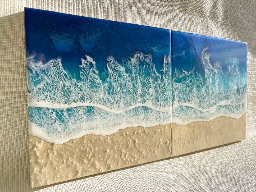 オーシャンアート　別々にも飾れる　合わせて横48㎝縦24㎝　壁掛け金具付き