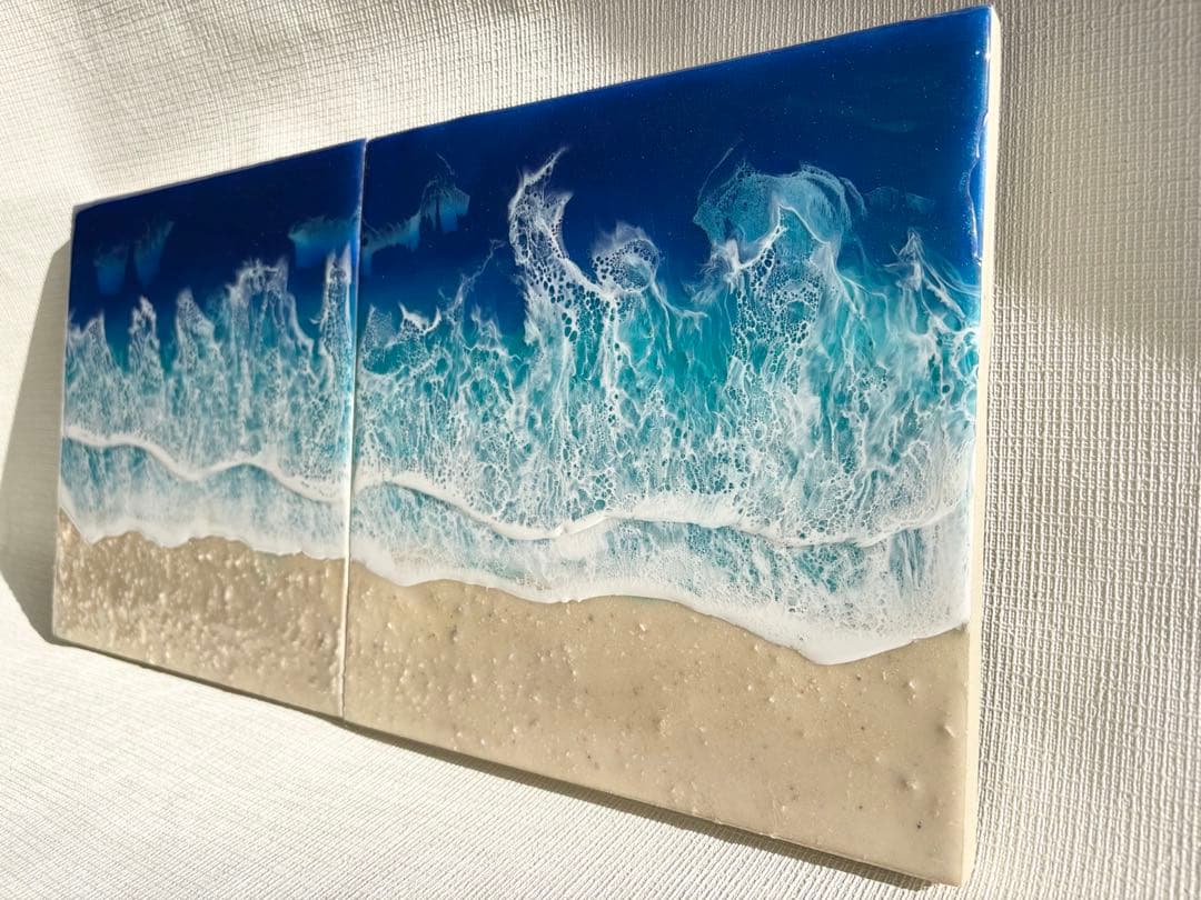 オーシャンアート　別々にも飾れる　合わせて横48㎝縦24㎝　壁掛け金具付き