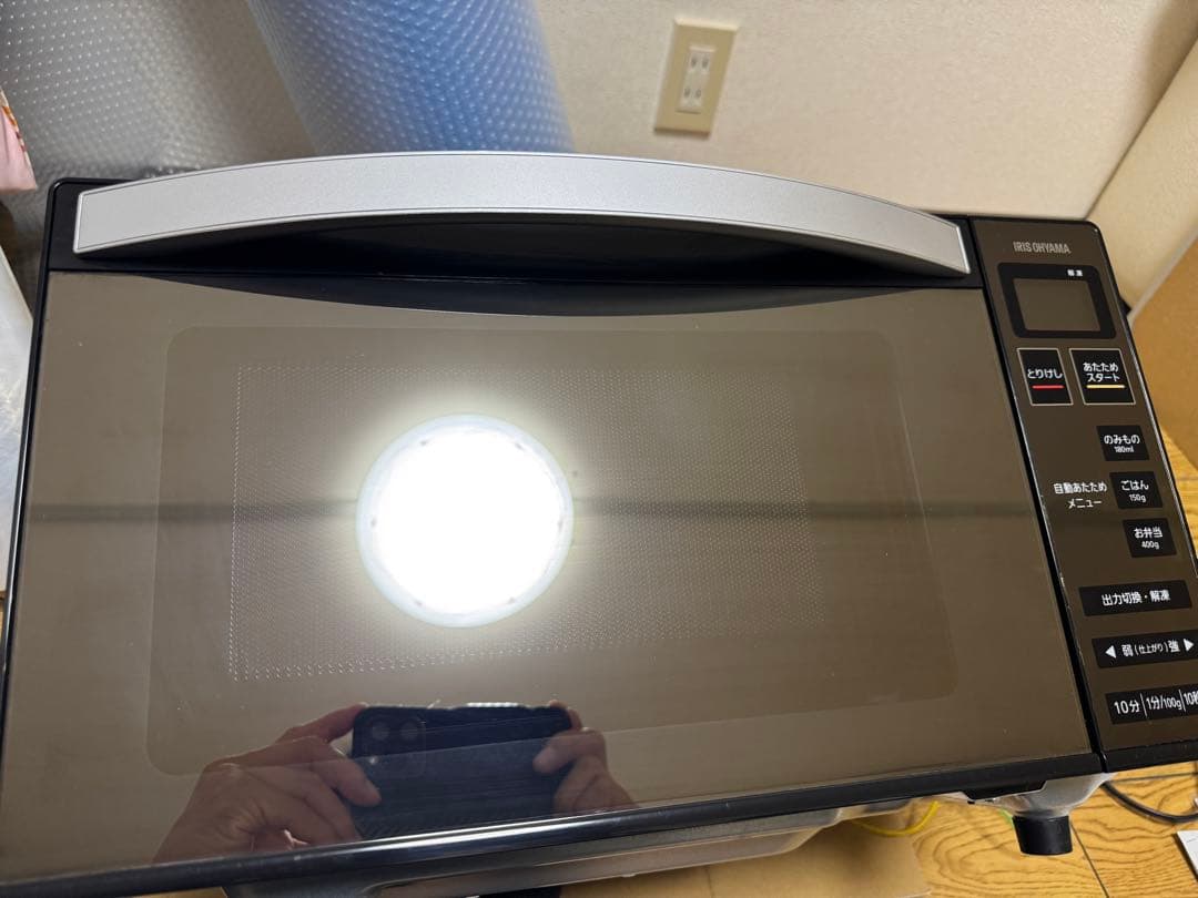 美品 アイリスオーヤマ ミラー仕上げ フラット電子レンジ MO-FM1804