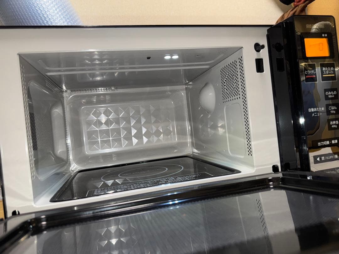 美品 アイリスオーヤマ ミラー仕上げ フラット電子レンジ MO-FM1804