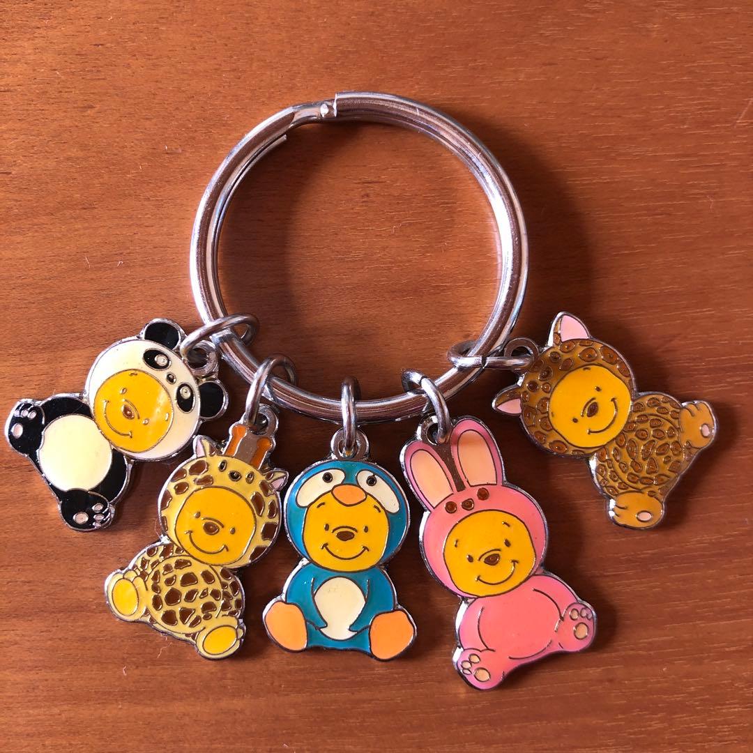 リングキーホルダー　くまのプーさん（アニマル着ぐるみ、雪だるま等）【８個セット】