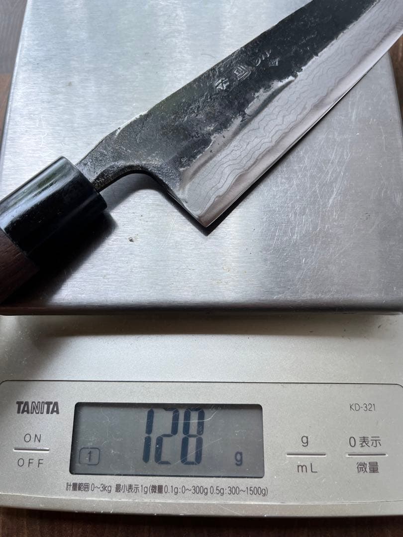 土佐　司　ダマスカス　切付　三徳　180mm 包丁　青紙　釣り　キャンプ　和包丁