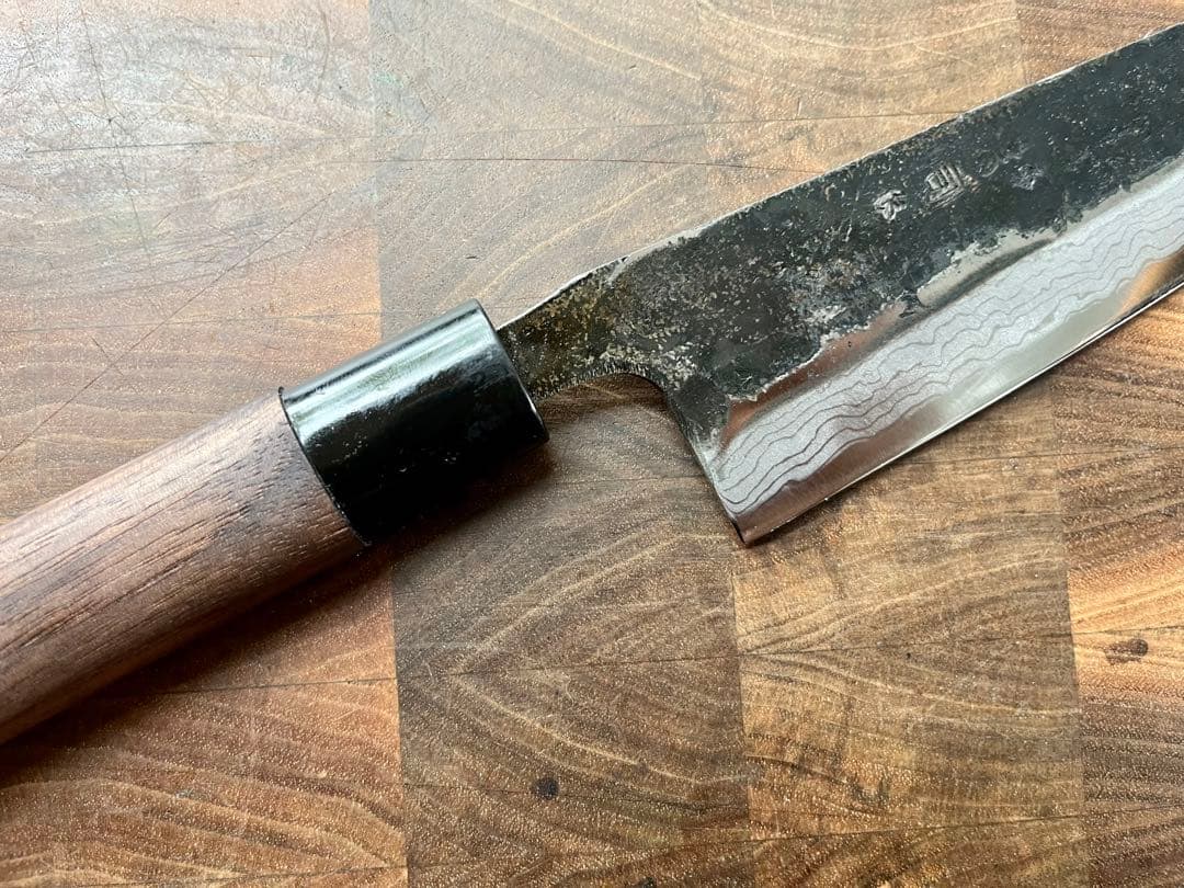 土佐　司　ダマスカス　切付　三徳　180mm 包丁　青紙　釣り　キャンプ　和包丁