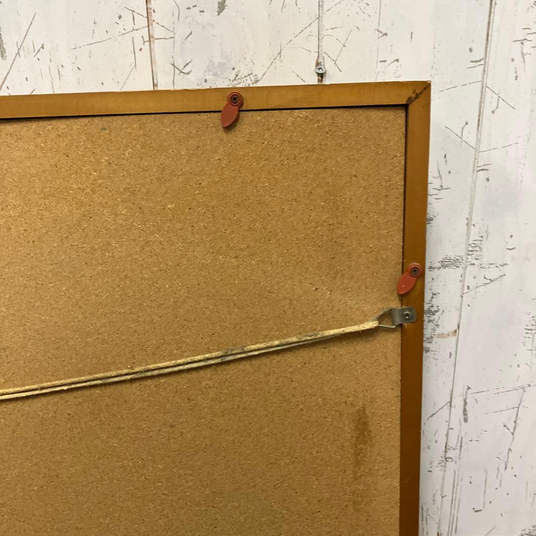 昭和レトロ 油絵 絵画 油彩画 風景画 街並み 雨の日 額装 額入り 額縁 作品