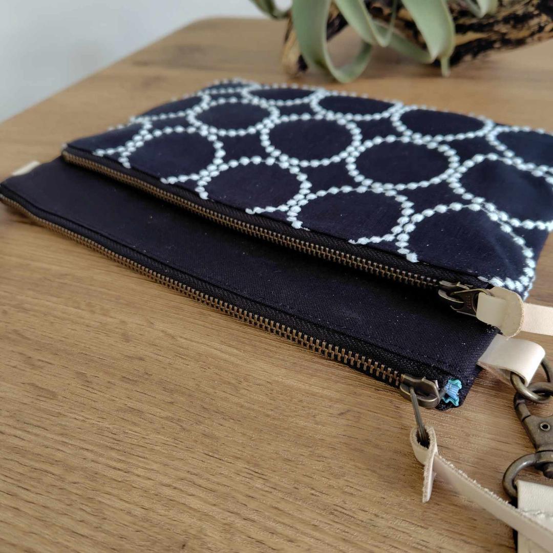 ミナペルホネン /tambourineタンバリンネイビー/サコッシュ本革