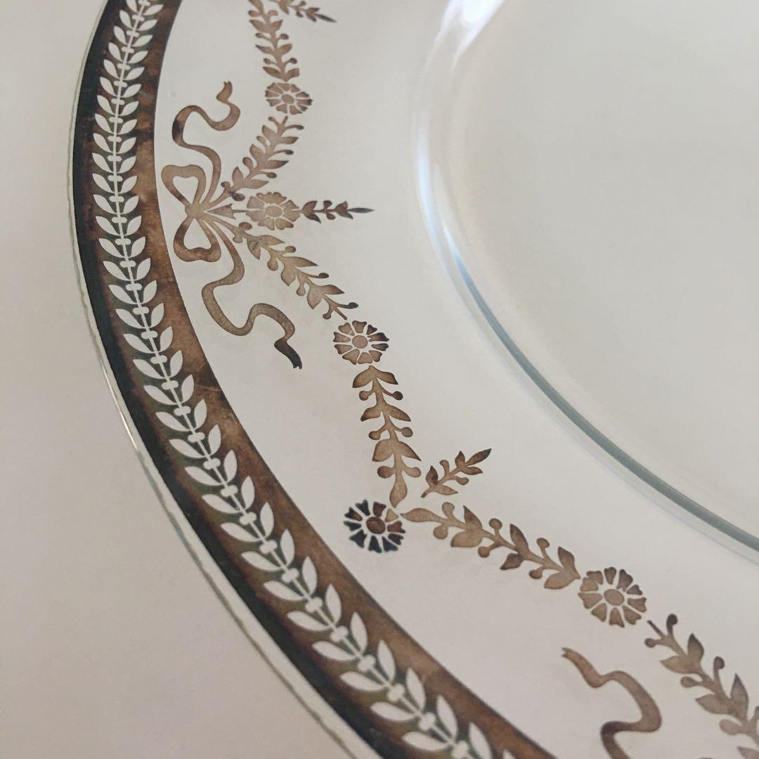 25cm 透明2枚+ホワイト2枚リボンガーランド ディナープレート(4枚セット)