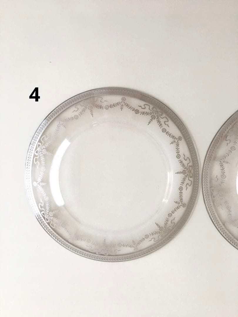 25cm 透明2枚+ホワイト2枚リボンガーランド ディナープレート(4枚セット)