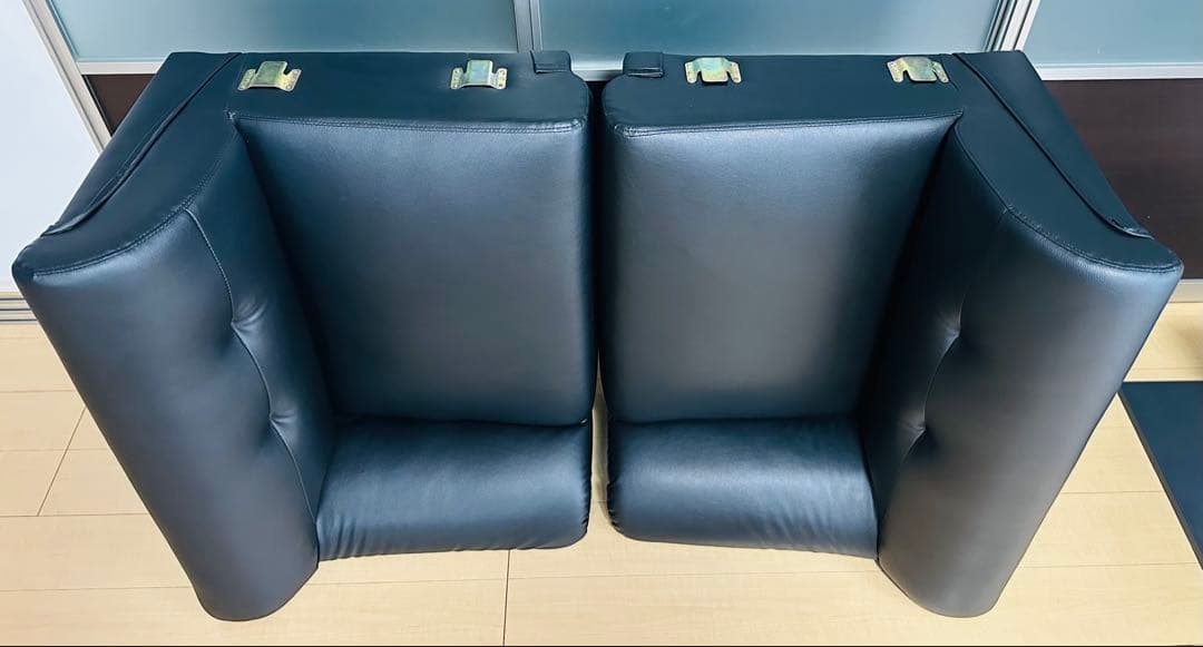 2人掛けソファ レザー ブラック 分割式 脚付き 幅170cm