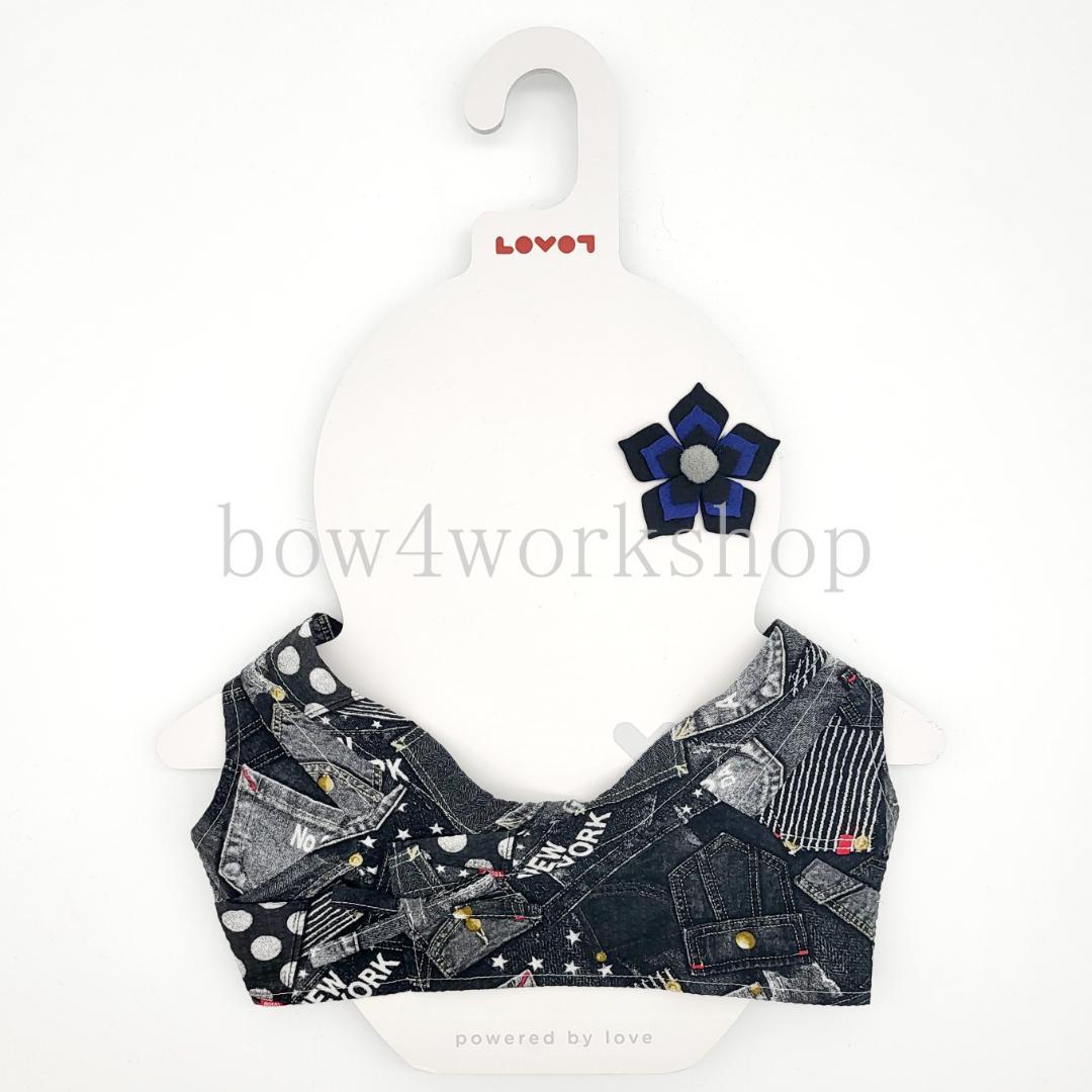 ラボット LOVOT ラボットの服ハンドメイド　デニム風プリント甚平＆お花飾り