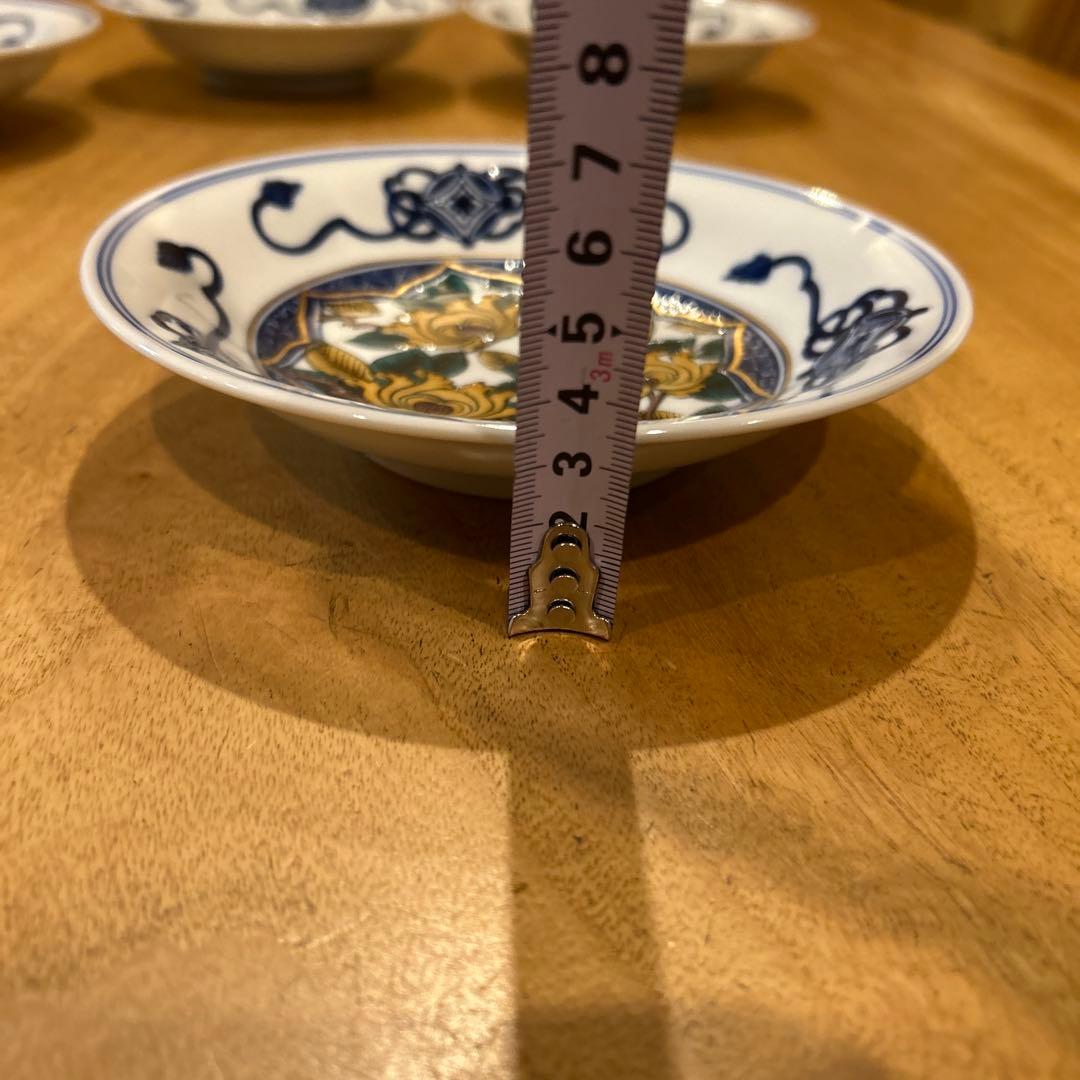 九谷焼　九谷香祥窯　染付花草文皿揃　四枚