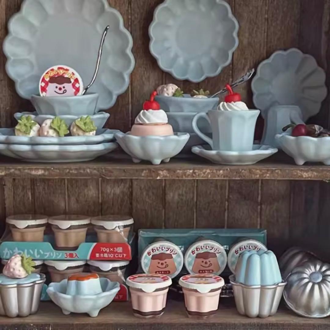 ミニチュアキッチン雑貨　スイートプリン　全4種セット　ドールハウス　スイーツ