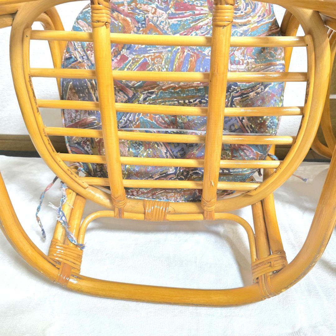 538【美品】ラタン 藤 アームチェア２脚セット ローチェア 昭和レトロ