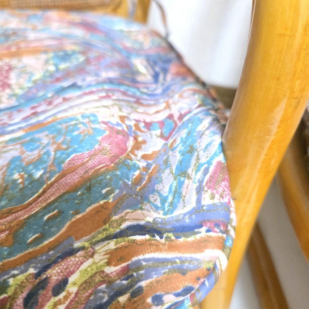 538【美品】ラタン 藤 アームチェア２脚セット ローチェア 昭和レトロ