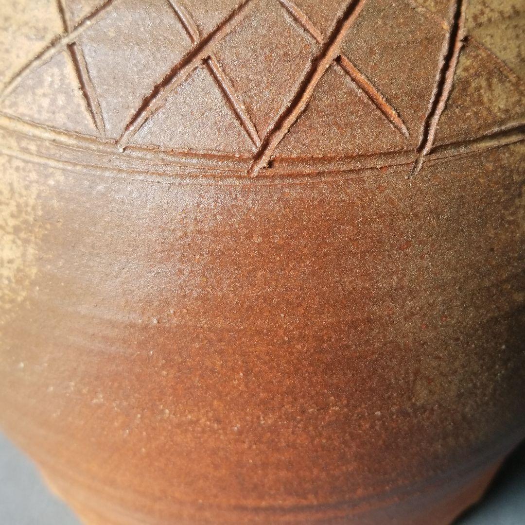 信楽焼 花瓶 花入れ 桧垣紋 高さ１９cm