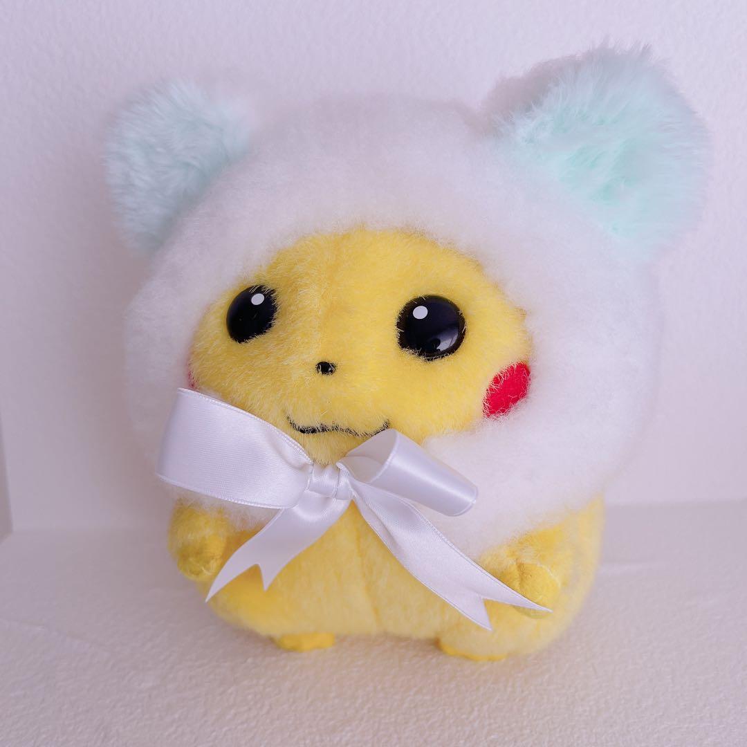 初期ピカチュウ ハンドメイド　ホワホワさん帽子（ミント）