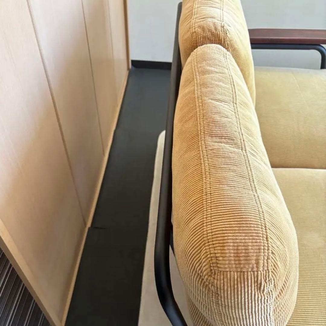 2人掛けコーデュロイソファ イエロー　Basquiat corduroy