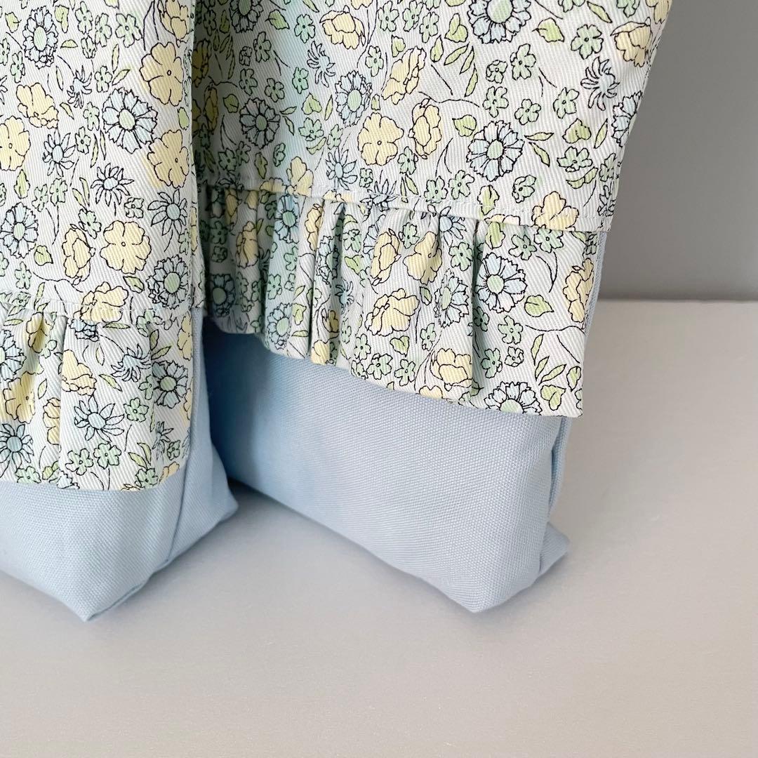 入園・入学　花柄　水色　レッスンバッグ、上履き入れ、着替え袋、給食袋