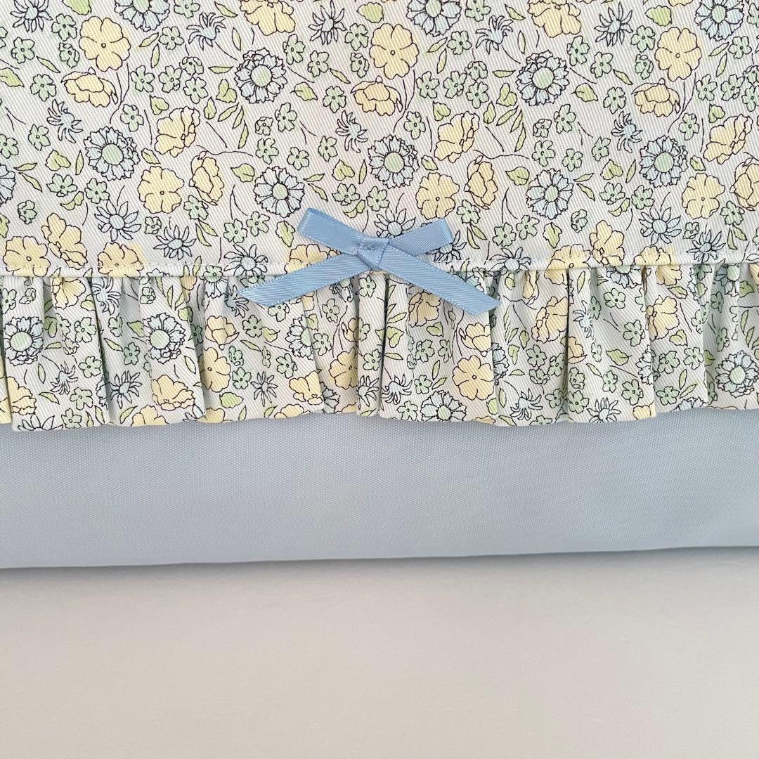 入園・入学　花柄　水色　レッスンバッグ、上履き入れ、着替え袋、給食袋