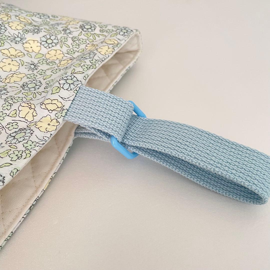 入園・入学　花柄　水色　レッスンバッグ、上履き入れ、着替え袋、給食袋