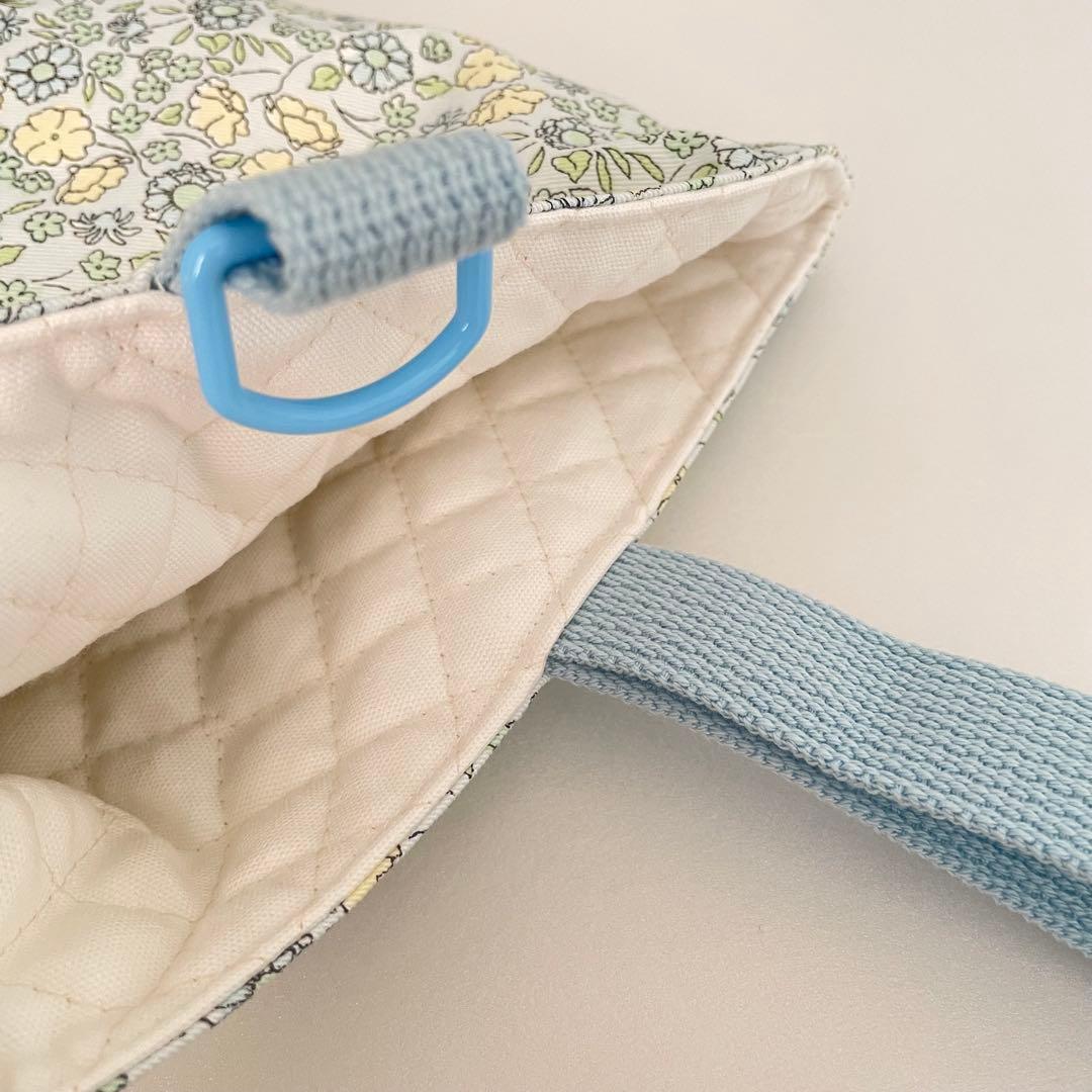 入園・入学　花柄　水色　レッスンバッグ、上履き入れ、着替え袋、給食袋