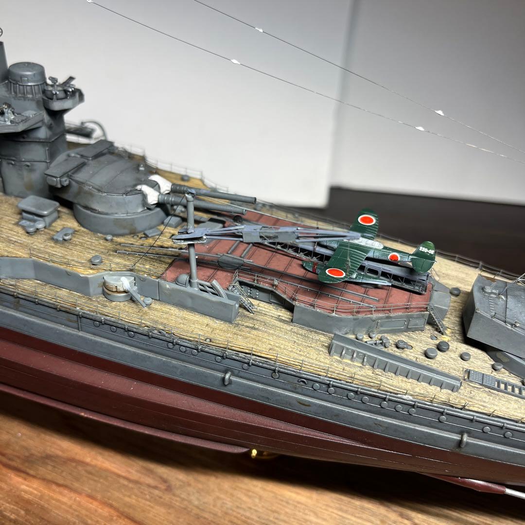 1/350 日本海軍　戦艦榛名　昭和17年時　フルハルモデル　飾り台付き