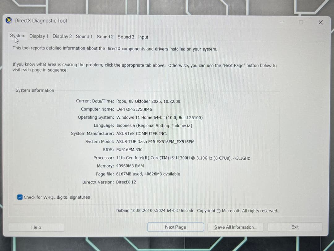 ASUS TUF dash f15 ノートPC 15.6インチ