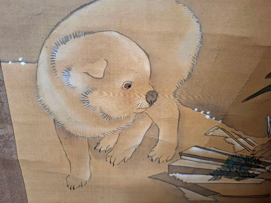 掛け軸　箱書は雪中花鳥図　桐箱