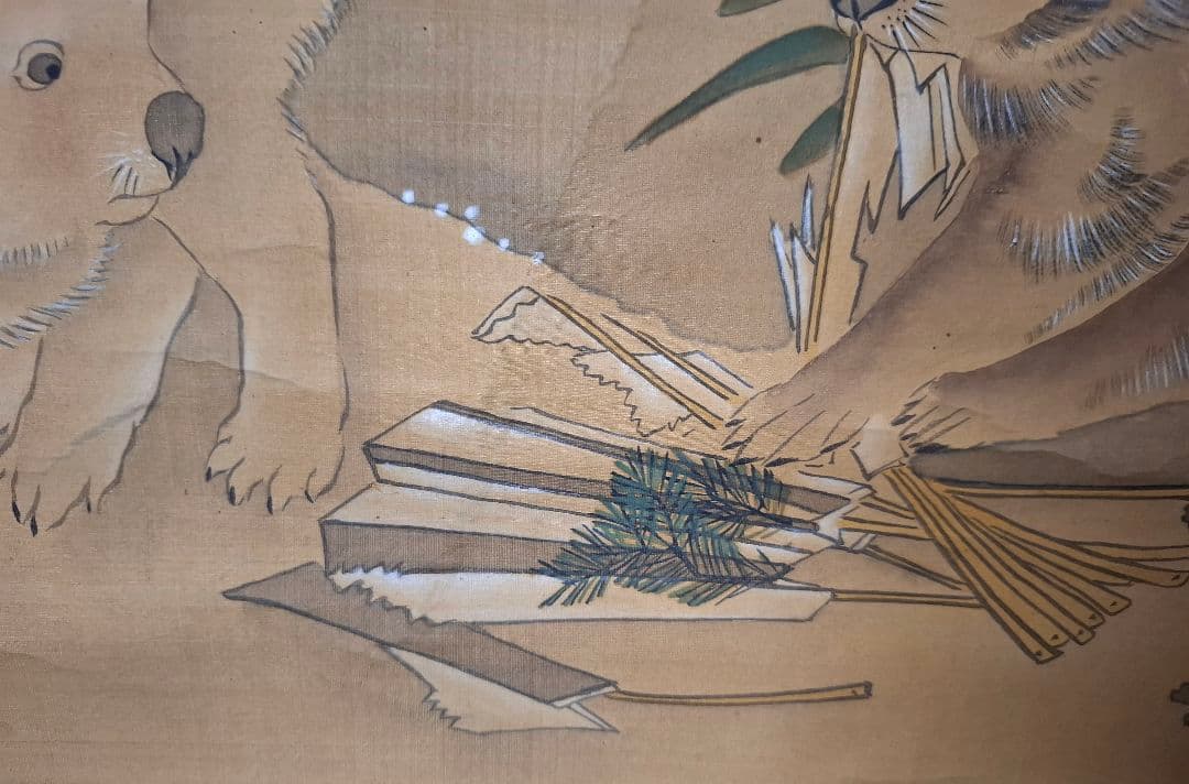 掛け軸　箱書は雪中花鳥図　桐箱