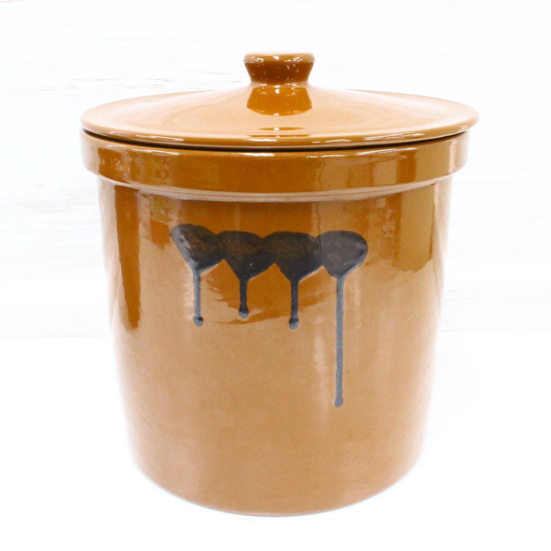 ◇美品 常滑焼 久松窯 切立 陶器瓶 5号＆ミニ瓶0.8号 蓋付き 梅干漬け瓶